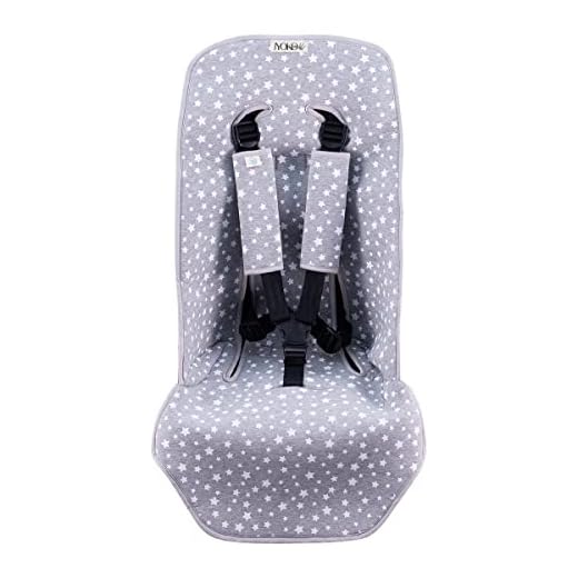 JANABEBE Funda Colchoneta para Cochecitos + Arneses (White Star)