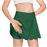 XINYUNZU Mädchen Tennisrock Rock mit Hose Drunter Hosenrock Sommerrock Mädchenrock Hohe Taille Minirock Einfarbig Skort Girls Freizeit Sport Mode Röcke für Kinder Grün 7 Jahre