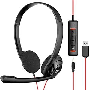 NUBWO PC Headset mit Mikrofon USB&3,5mm Business Headset Noise Cancelling & Klare Stereo-Sound für Call Center Office Telefonkonferenzen Skype-Chat Webinar-Präsentationen Online-Kurse und Musik