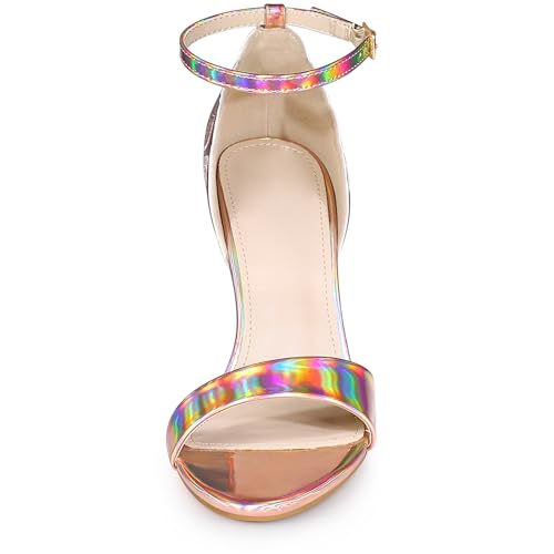 Allegra K Women's Butterfly Stiletto Heels Metallic Rose Gold Sandals 7 M US