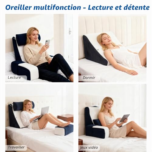 Oreiller de lecture pour lit contre le mal de dos et les tensions - 7