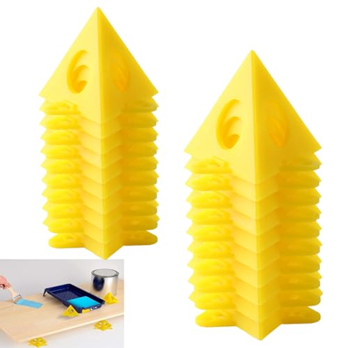 RXKFIGX 20 Stück Maler-Pyramiden Gelbe Gelber Kegel Ständer Schranktürerhöhungen Kegel-Malständer Kabinett FarbstäNder für Leinwand Schrank TüR Riser GießEn Farbe Leinwand StüTz StäNder