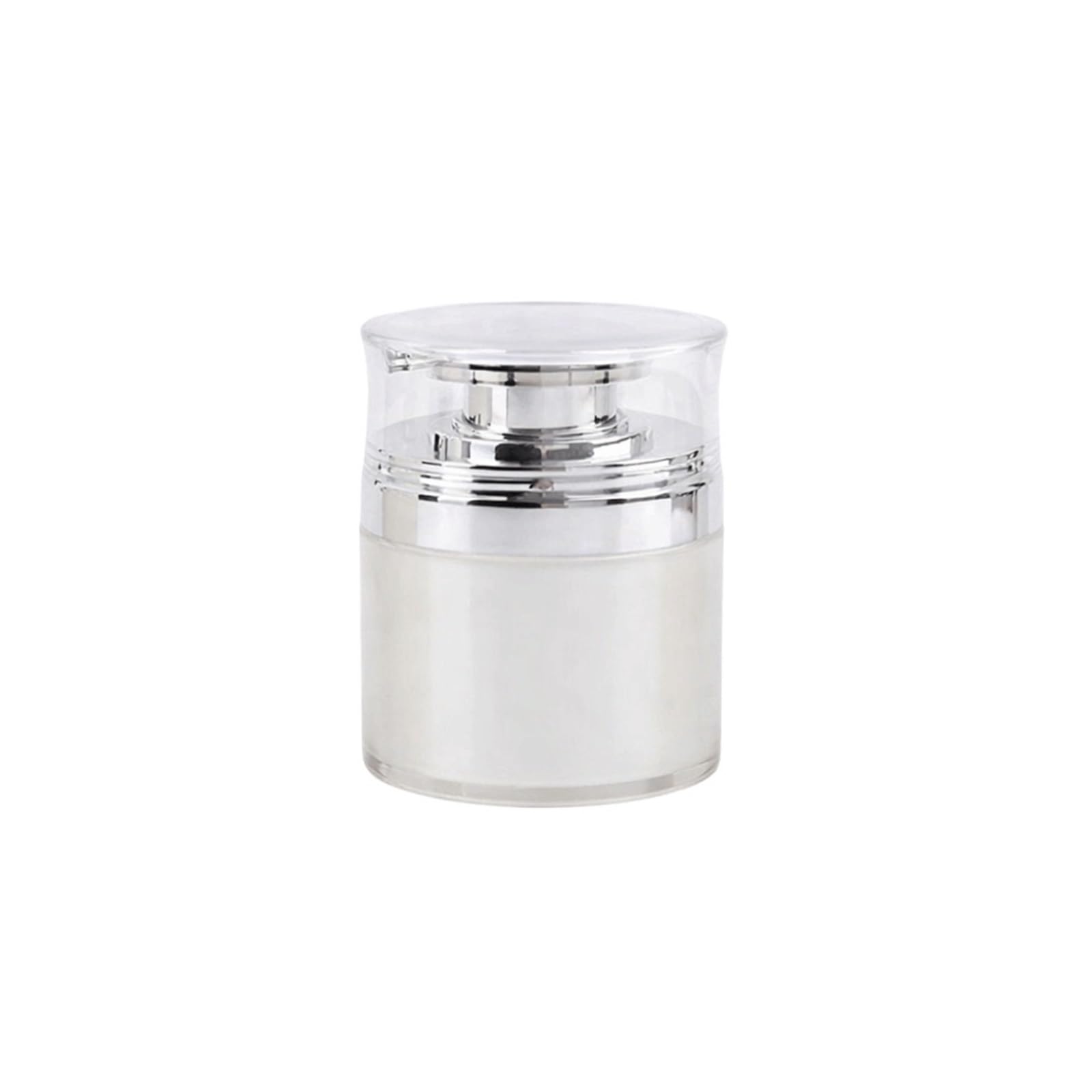 Face cream dispensing jar Portable Vacuum Bottle Lotion Cosmetic Storage Jar Press Cream Skincare Container(Silver-50g)