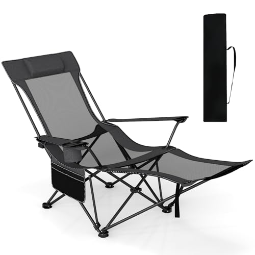 GYMAX Reclining Camping Chairs with Footrest, Lightweight...