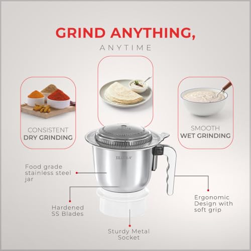 Sujata Store Sujata Dynamix 900W Mixer Grinder, 1.5L, White - Image 6