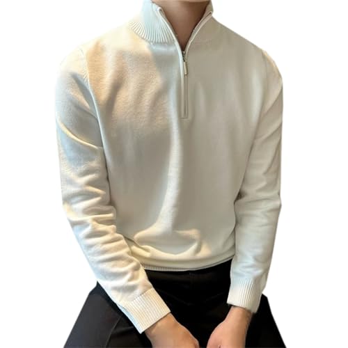 SANGTREE Men's Quarter Zip Pullover Sweater Slim Fit Mock Neck Casual Polo Sweaters4