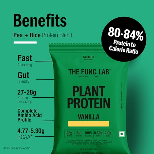 Image of The Func. Lab Plant Protein - Assorted Flavour Travel Packs | 6 Sachets (35g each) | 27-28g Protein per Scoop | Pea and Rice Blend | Vegan, Sugar‑Free, 100% Clean Label, Gut Friendly, Vegetarian
