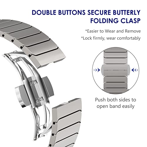 Fullife Metal Strap Compatible with Apple Watch Straps 38mm 40mm 41mm 42mm(Series 11/10),Stainless Steel Replacement Band for iWatch Series 11/10/9/8/7/6/5/4/3/2/1/SE,Titanium - Image 3