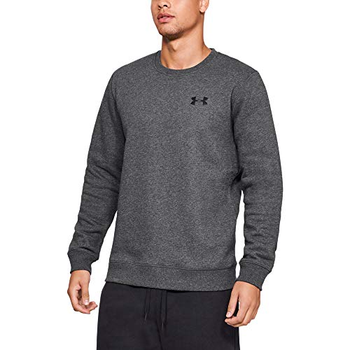 Under Armour Rival Solid Fitted Crew Sudadera, Hombre, Gris (Carbon Heather Black 090), M