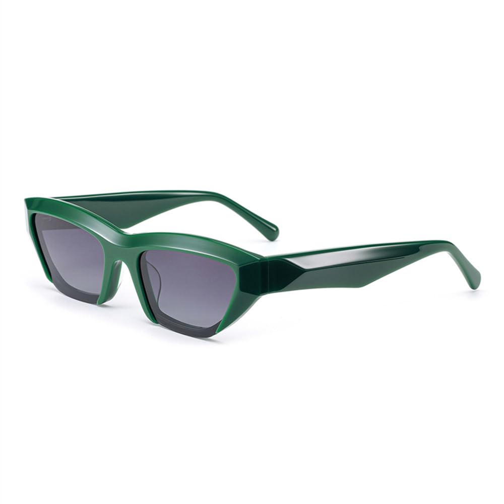 Abgeschrägter Acetat-Cat-Eye-Sonnenbrillen-Outfit für Damen, polarisierte Sonnenbrille für Herren, glänzendes Schwarz