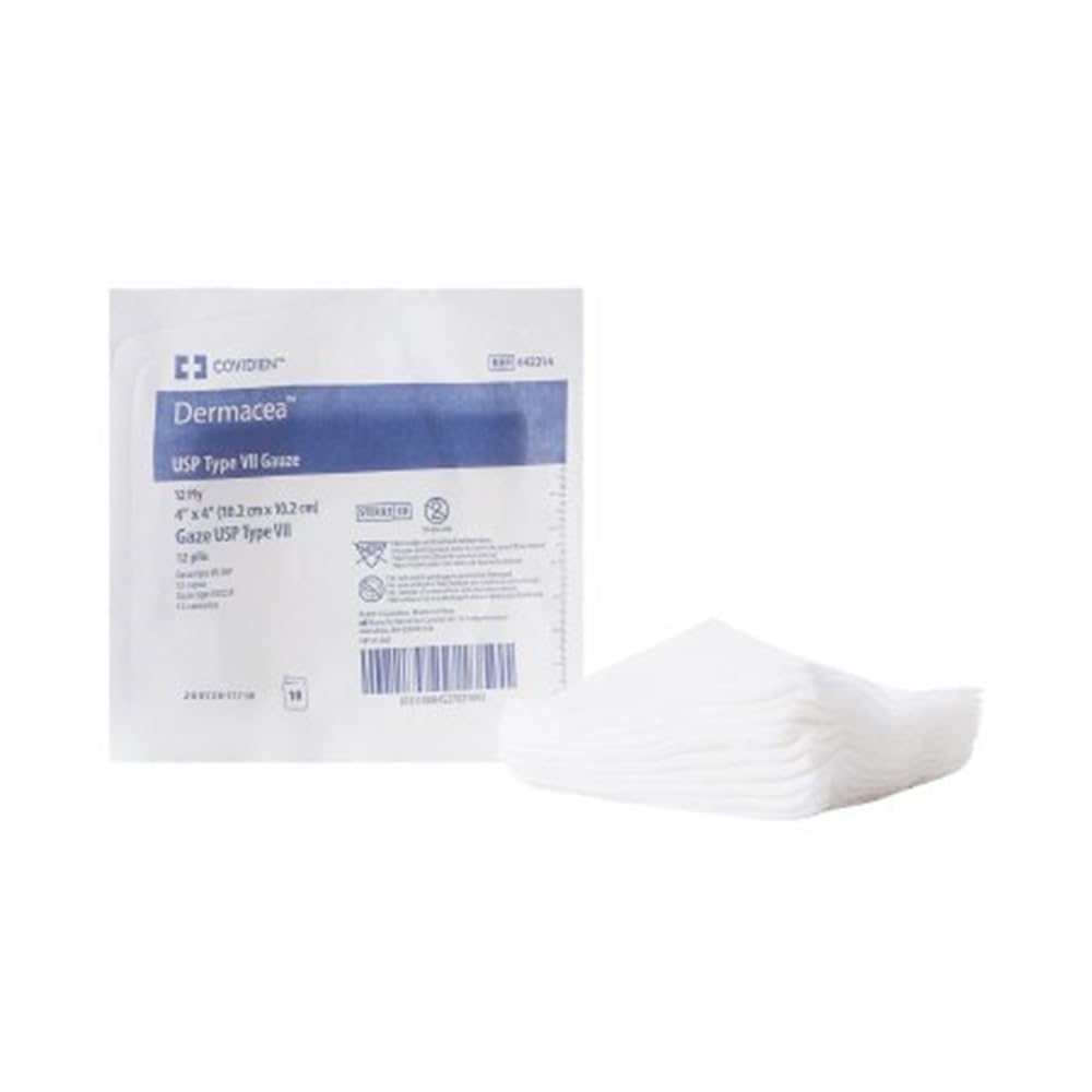 Covidien 442214 Dermacea USP Type VII Gauze, Sterile, 12-Ply, 4" x 4" Size (Pack of 1280)