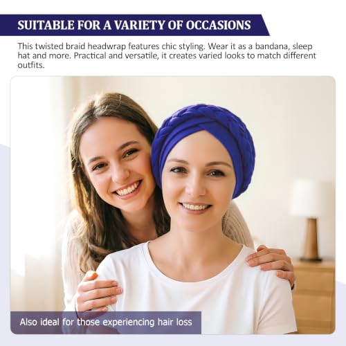 Image of DRESHOW African Women Turban Caps Beanie Twist Headscarf Pre-Tied Double Twisted Braid Hair Cover Wrap Hat Chemo Cancer Cap