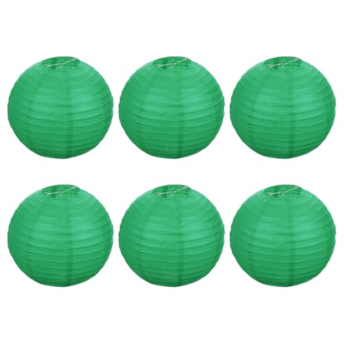 PATIKIL 12 Inch Paper Lanterns, 6 Pack Round Folding Hanging Lamp Shade for Wedding Home Party Festival Celebration, Dark Green