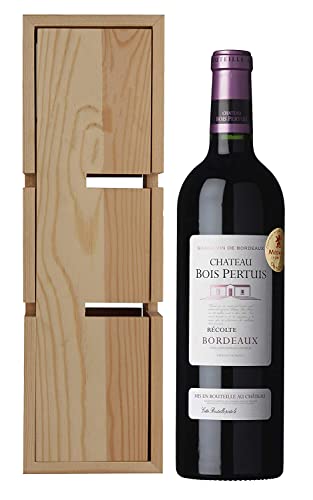 Château Bois Pertuis Wein Geschenk - Holzkiste verwandelbar zu einem Weinregal, Rotwein aus Frankreich, 1 Flasche + Holzkiste (1 x 0.75 l) Cover