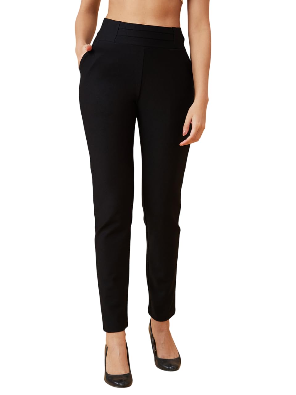 globus Women's Skinny Fit Mid Rise Treggings-picture-19