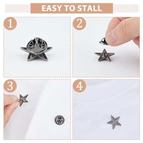 Image of SUPERFINDINGS Alloy Star Badge Lapel Pin Brooches Military Award Pins July Memorial Day Stars for Backpack Clothes