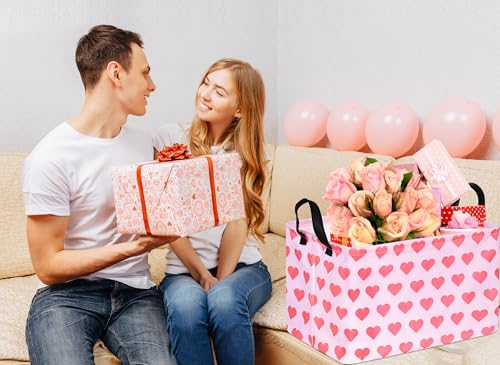 Image of Valentine's Heart Storage Basket Gift Laundry Bins Collapsible Storage Baskets Box Laundry Nursery Hamper for Home and Office Decoration with Handles