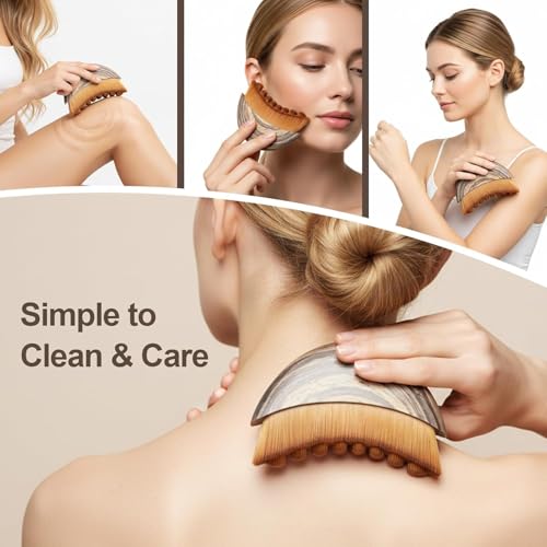 Image of 2 Pcs Facial Dry Brush - Lymphatic Contour Face Brush for Lymph Nodes, Chin & Jawline Sculpting - Facial Cleansing & Lymphatic Drainage Tool for Glowing Skin (Pack of 2)