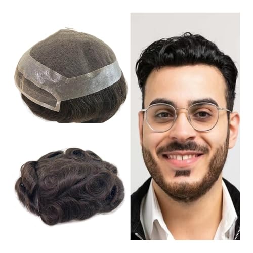 Pelucas para hombre realistas Pelucas de cabello humano con encaje for hombres, línea de cabello humano, unidades duraderas de sistema de cabello humano con prótesis capilares for hombres Pedazo de pe