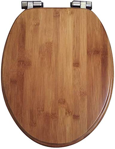 Sooiy Asientos de inodoros T/A/V de Madera Maciza con un Testigo en Silencio Montaje Superior espesó Un Segundo desmontan WC Tapa Familia 40~33 ~ 48 * 38cm