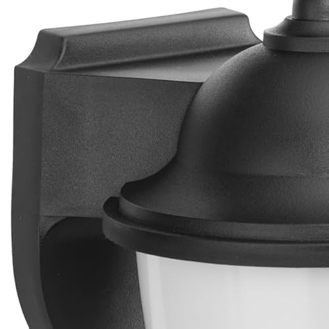 Polycarbonate Outdoor 1-Light White Acrylic Shade Traditional Outdoor Wall Lantern Light Textured Black