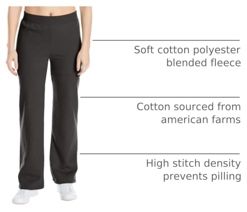 Image of Hanes Women's Sweatpants - EcoSmart Fleece Joggers - Open-Bottom Pocketless Pull-On Lounge Pants - Reg. & Petite Sizes