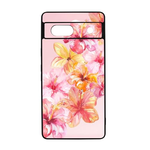 qizjio Summer Phone Case Shockproof Protective Hibiscus Floral Cover for Google Pixel 7A