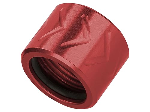 NDZ Performance 1/2x28 Thread Protector Anodized Aluminum with O-Ring, Chevron in Red