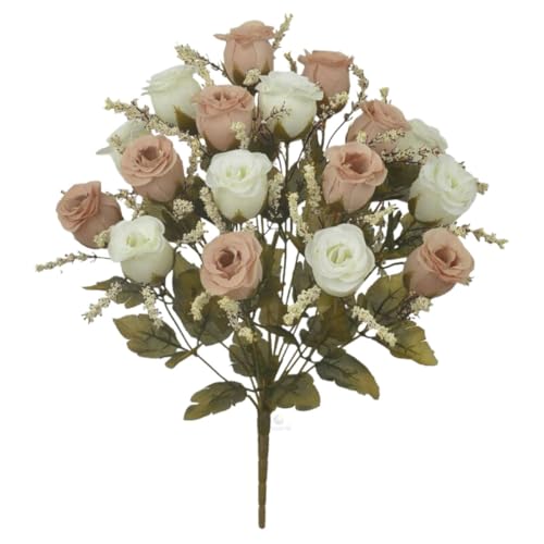 Buquê de Rosas Cabbage Flor Artificiais, 18 Flores, 48 cm, Vermel...