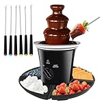 MINI Chocolate Fountain Machine Small Electric Chocolate Fondue Fountain Machine for Party for Candy Butter Cheese with Tray and Stickers (Black)