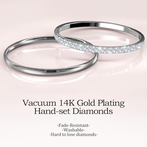 SZJCLTD 2 Pack 14K Gold Plated Stackable Rings Compatible with Oura Ring 5/Gen 4/Gen 3, Cubic Zirconia Simulated Diamond Stacking Rings Eternity Bands for Smart Ring (Silver, 8) by SZJCLTD - Used condition - Image 4