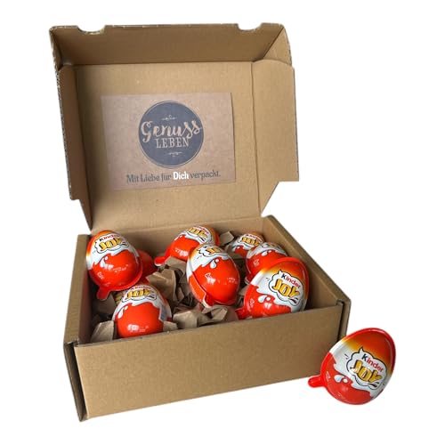 Genussleben Box mit 10x kinder Joy Minecraft mit Spielzeug und Süßigkeiten - zum Naschen und Verschenken für Kinder Familie und Freunde 200g