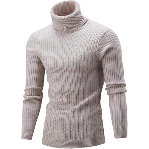 Slim Fit Turtleneck Sweater for Men Knit Thermal Turtle Neck Pullover Sweaters Casual Basic Ribbed Knitted Pullovers (Apricot,XX-Large)