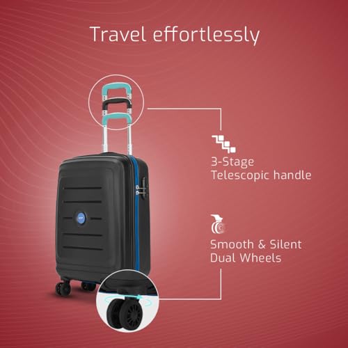 Image of VIP Corsa Cabin 55 Cm (Small) 8 Wheels Polycarbonate Spinner Trolley Bags for Travel, Hard Case Lightweight Bag with Combination Lock, Tough Suitcase for Travel (Black)