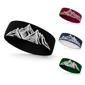 Sport Stirnband Berge – Doppelseitiges Performance Headband, Unisex, Nachhaltig, Elastisch, Leicht & Atmungsaktiv – Ideal zum Wandern, Laufen & Outdoor – Feuchtigkeitsableitend & rutschfest (Schwarz)