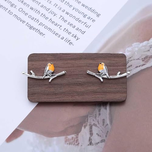 Bird Earrings for Women Boho Bird Branch Earrings Gold/Silver Bird Climber Earrings Chunky Enamel Robin Bird Earrings Cute Orange Bird Stud Earrings Funny Statement Jewelry Accessories3