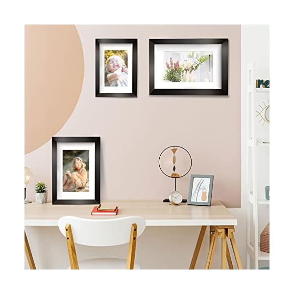 Bilderrahmen DIN A3 (29,7 x 42,0 cm) Holz-Rahmen mit Papier-Passepartout 20.3 x 29 cm, bruchsicherem Plexi-Glas, Schwarz – Bild 7