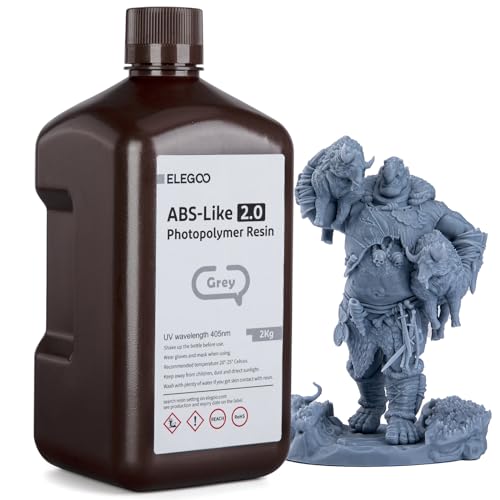 ELEGOO Résine ABS-Like 2.0 Rapide d'Imprimante 3D LCD Résine à Photopolymérisation UV 405 nm, Compatible avec ELEGOO Imprimante 3D, Haute Précision, Faible Odeur, Gris 2Kg 29 ELEGOO Résine ABS-Like 2.0 Rapide d'Imprimante 3D LCD Résine à Photopolymérisation UV 405 nm, Compatible avec ELEGOO Imprimante 3D, Haute Précision, Faible Odeur, Gris 2Kg