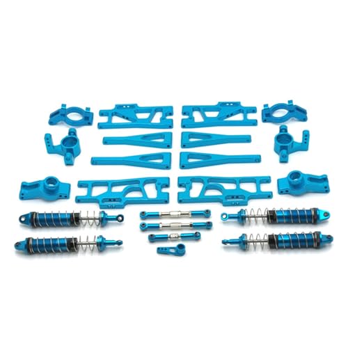 Pièces WLtoys 12402-A kit métal 11 pièces avec amortisseur et bras pour voiture RC bleu