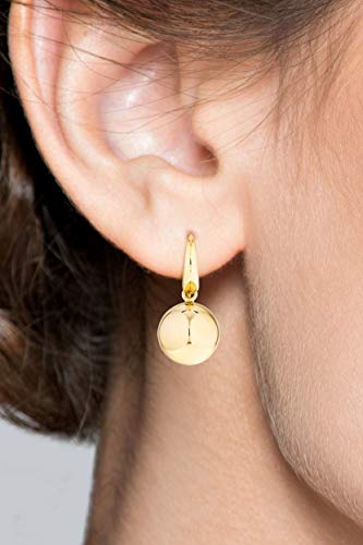 MiaBella 18K Gold Over Sterling Silver Italian High Polished Round Bead Ball Dangle Leverback Earrings for Women 12mm, 14mm 925 Made in Italy3