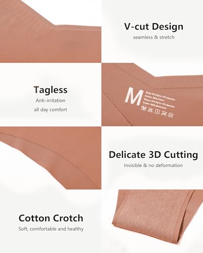 Image of LEVAO Seamless Underwear for Women No Show Cheeky Bikini Panties Stretch V Cut Panty S-XL (Regular & Plus Size)