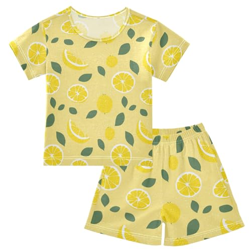 Creative Lemon Pattern Summer Cute Pajama Sets, Short Sets for Daily Wears and Sleep Wears