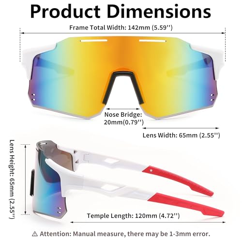 Image of Karsaer Unisex UV Protected Cycling Glasses Sports Sunglasses for ,Youth Baseball Softball Running Sunglasses E1315, White, L