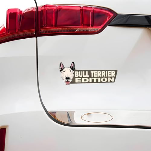 Image of Cute Dog Car Badge Laser Cutting Car Emblem,Funy 3D Acrylic Dogs Badge Rated Car Emblem Automotive Badge Decals and Stickers for Car, Truck, Rv, Boat Exterior Decoration (Bull Terrier)