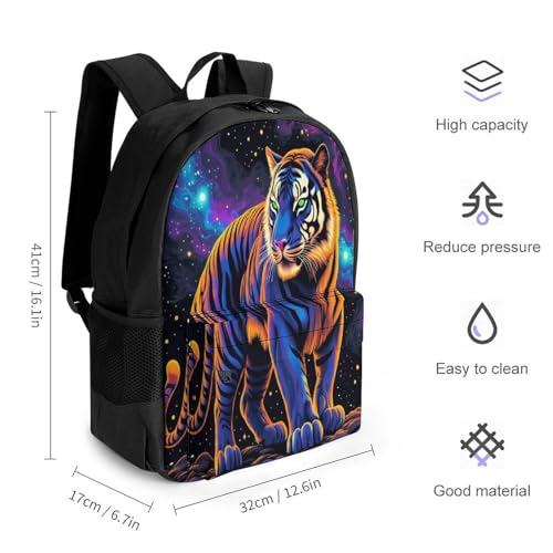 Supdreamc Rucksack Anti-Theft Multipurpose Big Capacity Carry On Bag - Beautiful Wild Animal Tiger Abstract Art Traveling & Camping Backpack With Side Pockets2