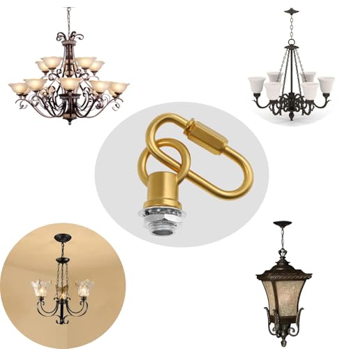 Image of Hook Rings for Light Fixture Light Fixture Hooks Nuts M10 Lighting Loops with Link Connector for Extending Light Fixture Chandelier Chains 2 PCS (Gold)