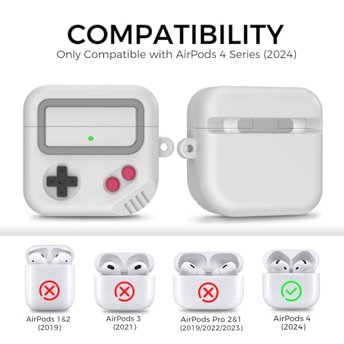Image of TRONWIN AirPods 4 Case, Silicone Game Design 2024 Case for Apple AirPods 4 Generation with Active Noise Cancellation, Cute Cover for AirPod 4 Gen for Women /Men (Light Grey)