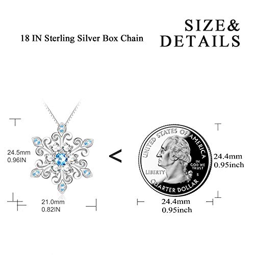 925 Sterling Silver Snowflake Pendant Necklace Blue And White Fleur De Lis, Romantic Jewelry Gift For Her Birthday #TOP2