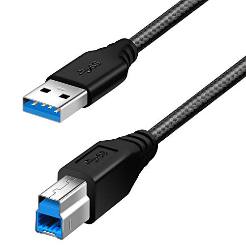 Fasgear USB 3.0 zu USB B Kabel Nylon geflochten Typ A Stecker zu Typ B Stecker Kabel (1 m, schwarz)