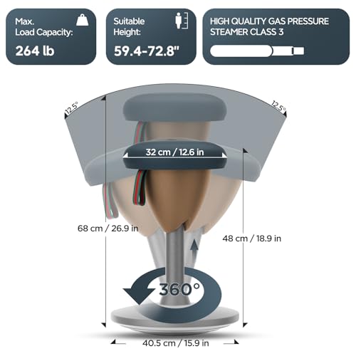 Image of Adjustable Standing Desk Chair, Ergonomic Wobble Stool Standing Desk Stool, Encourage Good Posture, Height Adjustable Stool 19-29 inch, Non-Slip Base, Active Chairs for Adults